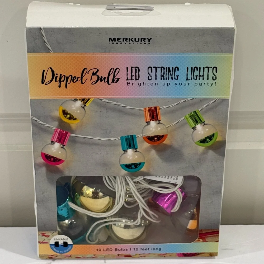 NEW MERKURY Innovations Multicolor Dipped Bulb LED String Lights
